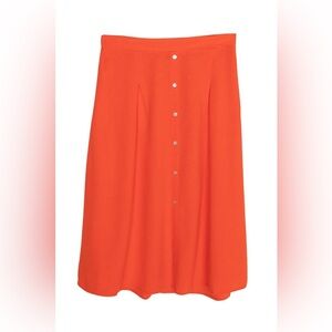 Vero Moda Womens Pleated Midi Linen Blend Skirt Size S Red Flowy Office Church